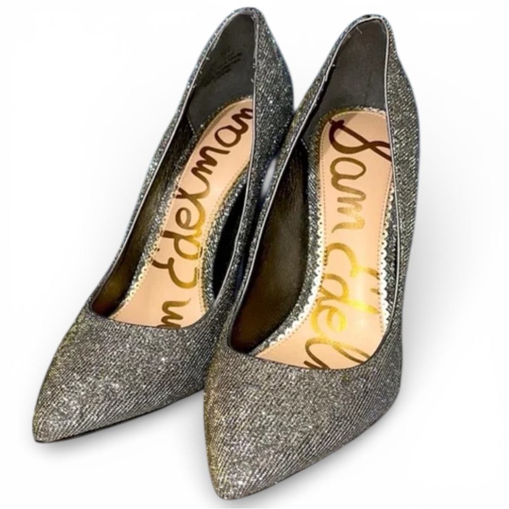 Sam Edelman Danna Silver Metallic Glitter Pointed Toe Pumps - Size 8 Stiletto
